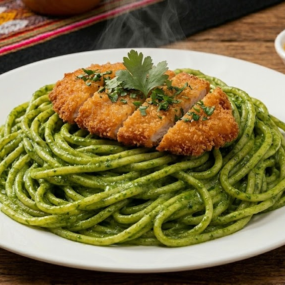 Tallarín Verde con Milanesa