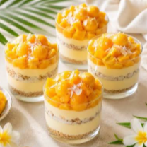 Mango con Crema y Crujiente