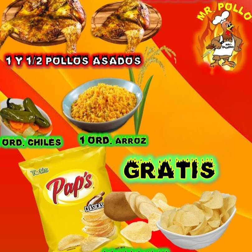 1 Y 1/2 ASADO PAPAS