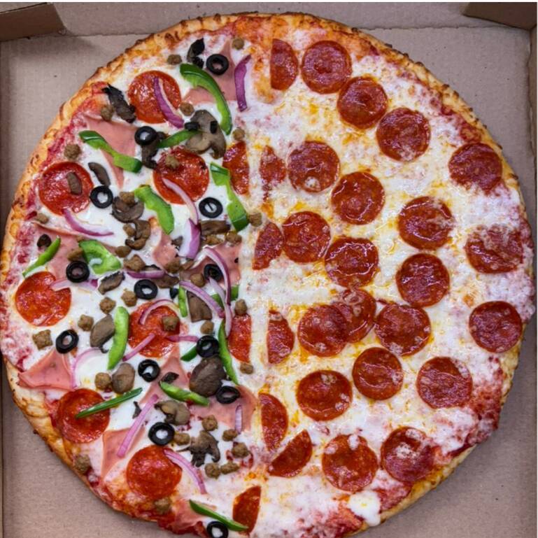 Pizza Grande Mitad y Mitad