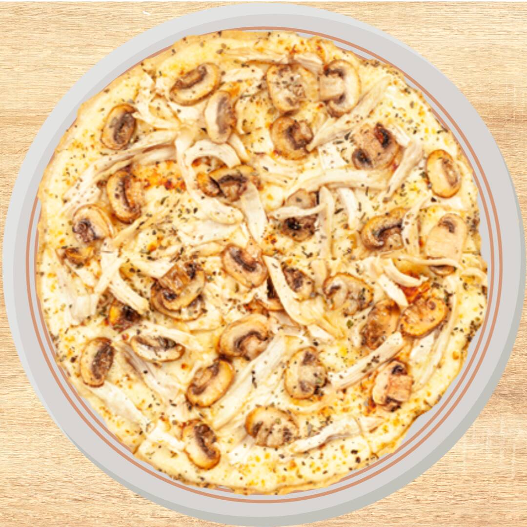 Pizza 6 Porciones Cabanos Champiñones y Pollo