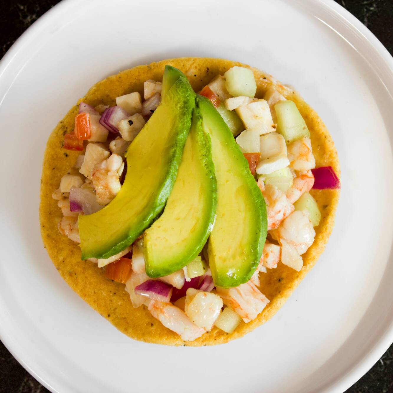 Tostada de Ceviche de Camarón