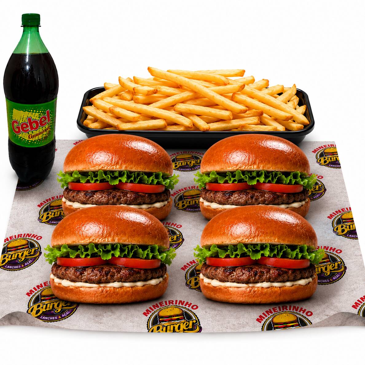 4 Lanches (Fritas + Gebel 2L).