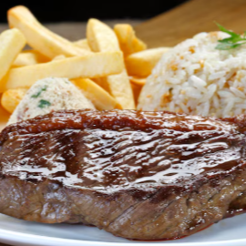 Churrasco con Papas Fritas