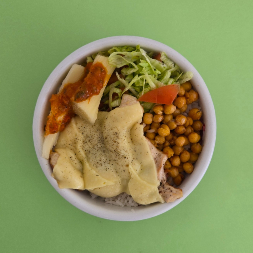 Bowl Pollo Gratinado y Garbanzos Tostados