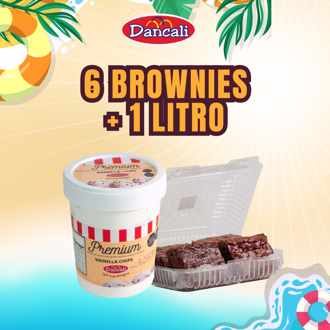 Kit 6 Brownies + 1 Litro de Helado