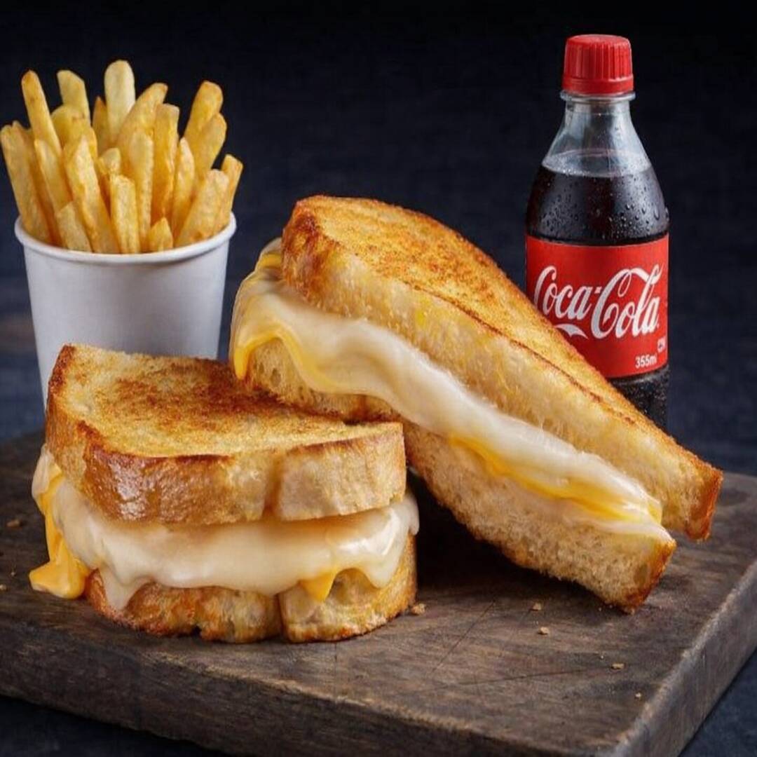 Combo Sandwich 4 Quesos con Papas y Refresco
