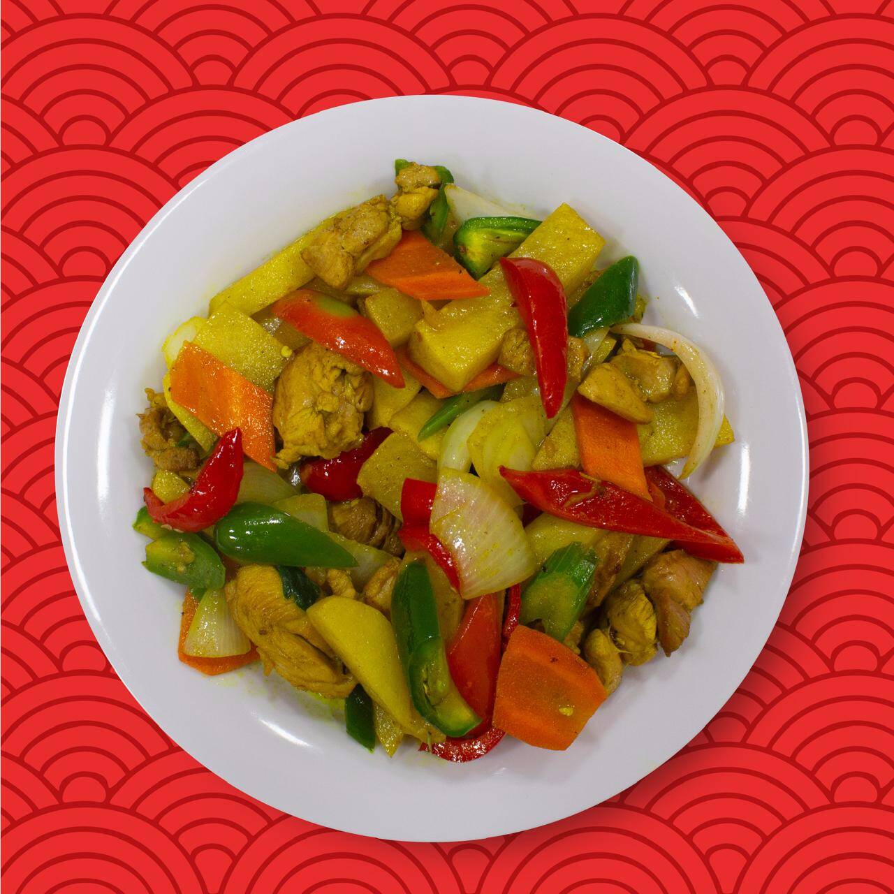 POLLO CON PAPAS AL CURRY