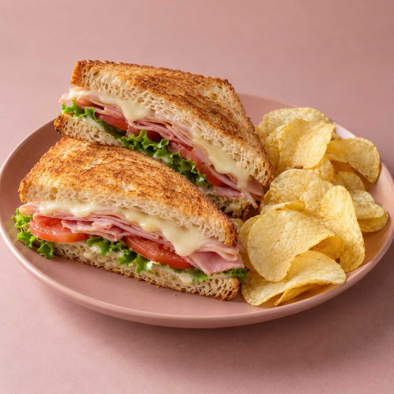 Sándwich de Jamón y Queso con Papitas