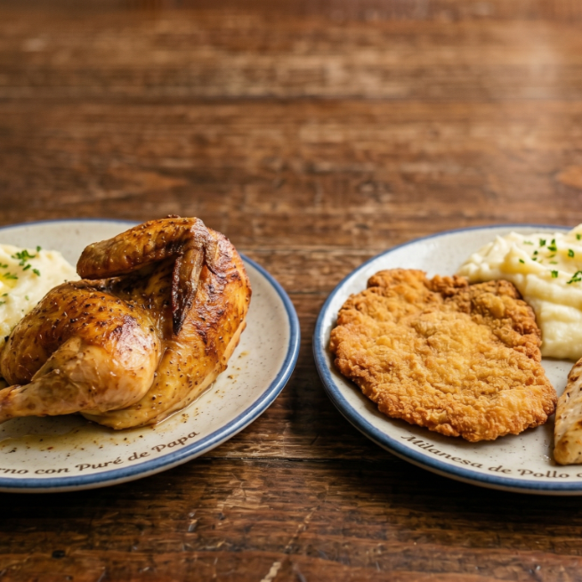Pollo al Horno con Puré + Puré de Papa con Milanes