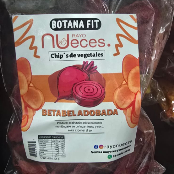 Botana Fit Betabel Adobada 125 gramos.