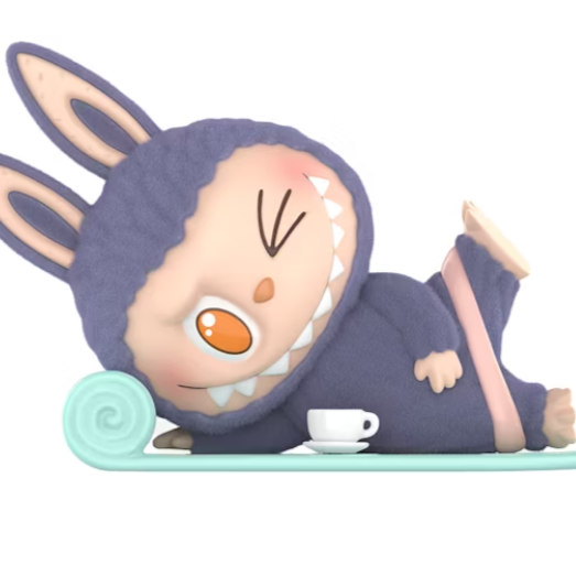 Labubu Sweating da série The Monsters Lazy Yoga Series da Pop Mart.