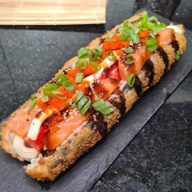 arroz salmao com geleia de pimenta agridoce ceboliha e creanchesse