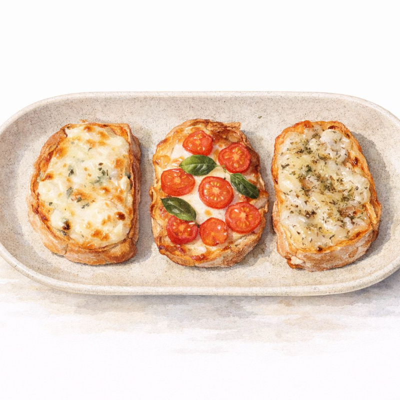 Porção com 3 mini pizzas de filone crocante, em sabores sortidos: calabresa, muçarela, três queijos e marguerita. Uma opção simples e descomplicada, ideal para paladares mais tradicionais.