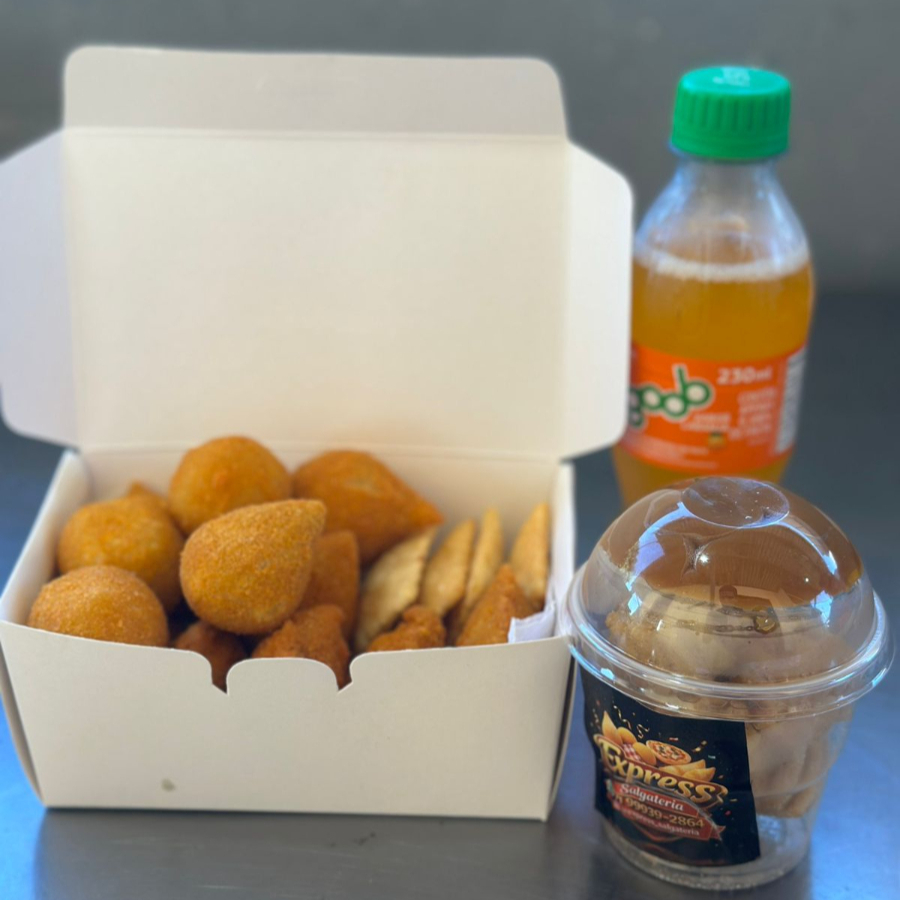 10 salgados + goob + Copinho Churros