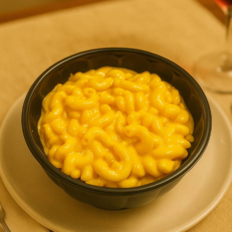 Macarrão Mac' Cheese Massa curtinha mergulhada em um creme ultra cremoso de queijos, gratinada até dourar. Conforto puro e sabor que abraça! Em Média 550gr