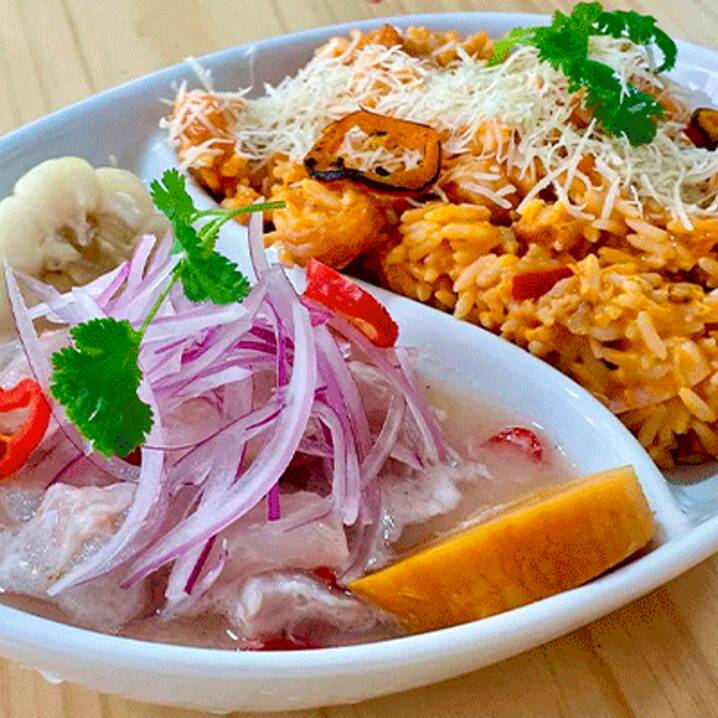 ceviche + arroz con mariscos