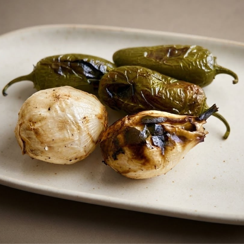 Chiles Y Cebollas Asadas