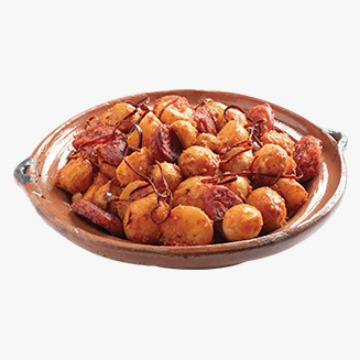 Papas al guajillo con chorizo 1 kg.
