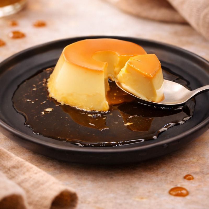 Pudim clássico, super cremoso, com calda na medida certa e aquele gostinho de “quero mais”. Simples, delicioso e perfeito pra adoçar o seu dia.