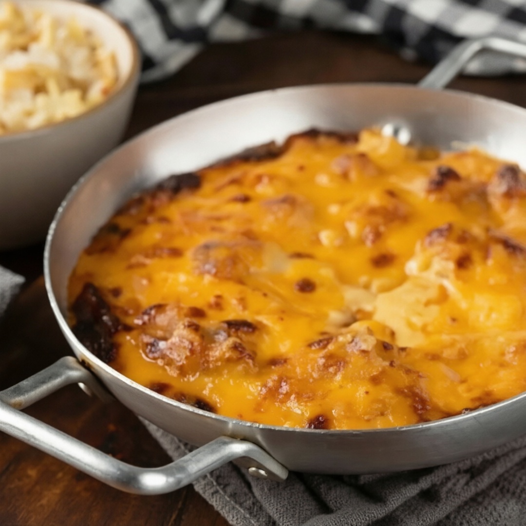 Gratinado com queijo cremoso e arroz do Rino 200g (arroz com salsa, batata palha e alho.)