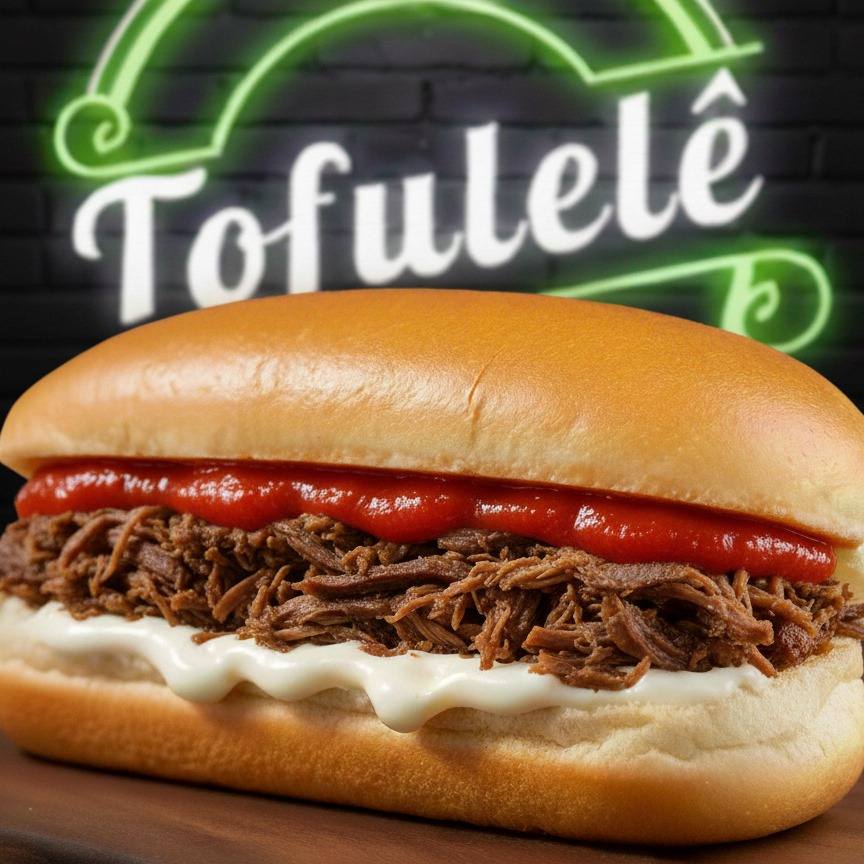 Lanche no pão tipo hot dog com carne de jaca desfiada temperada tipo churrasco, maionese da casa e molho de tomate. (Imagem ilustrativa) Alergênicos: Contém Aveia, Derivados De Trigo E Soja. Pode conter Castanha De Caju. Contém Glúten.