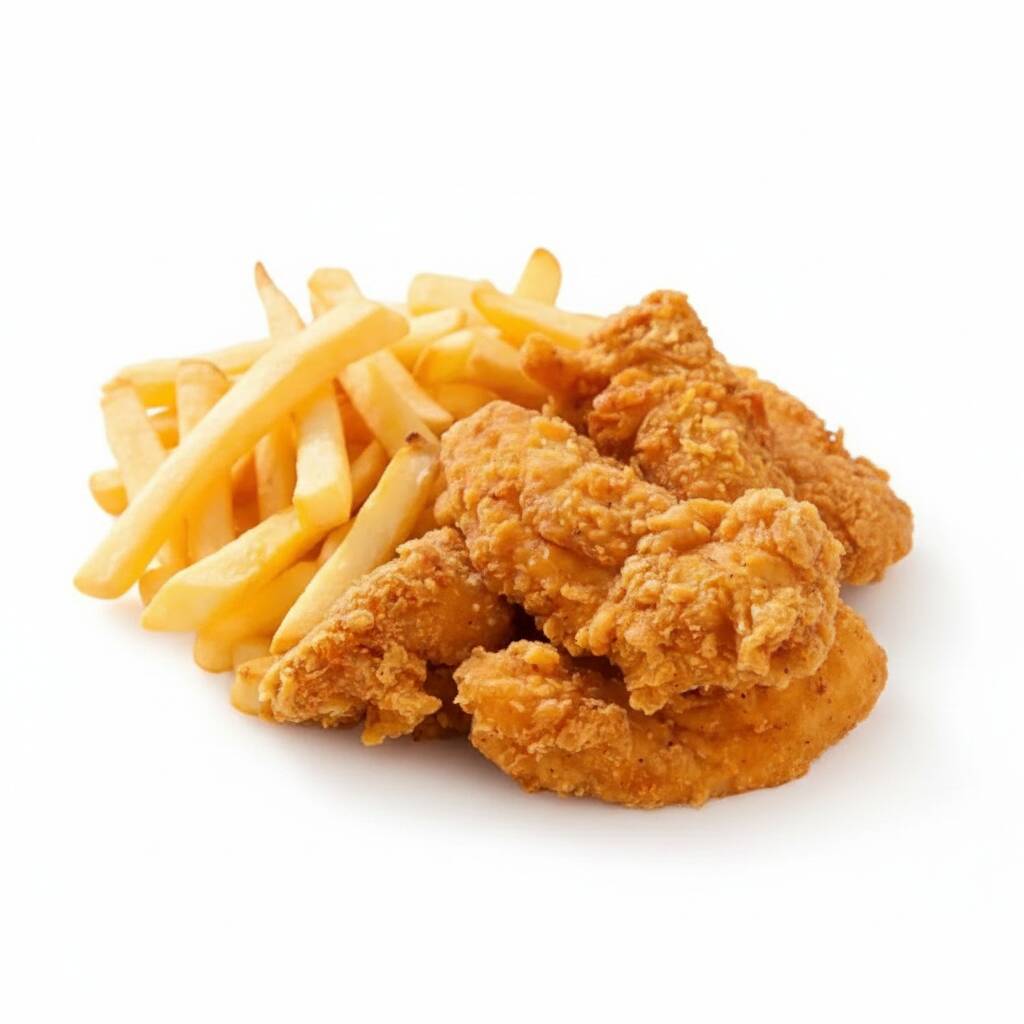 200g de peito de frango empanado, 150g de batata rústica, acompanha molho de ervas