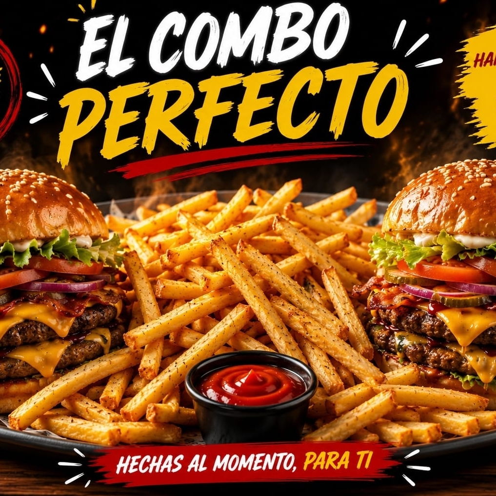 Paquete de 2 Hamburguesas Más Papas
