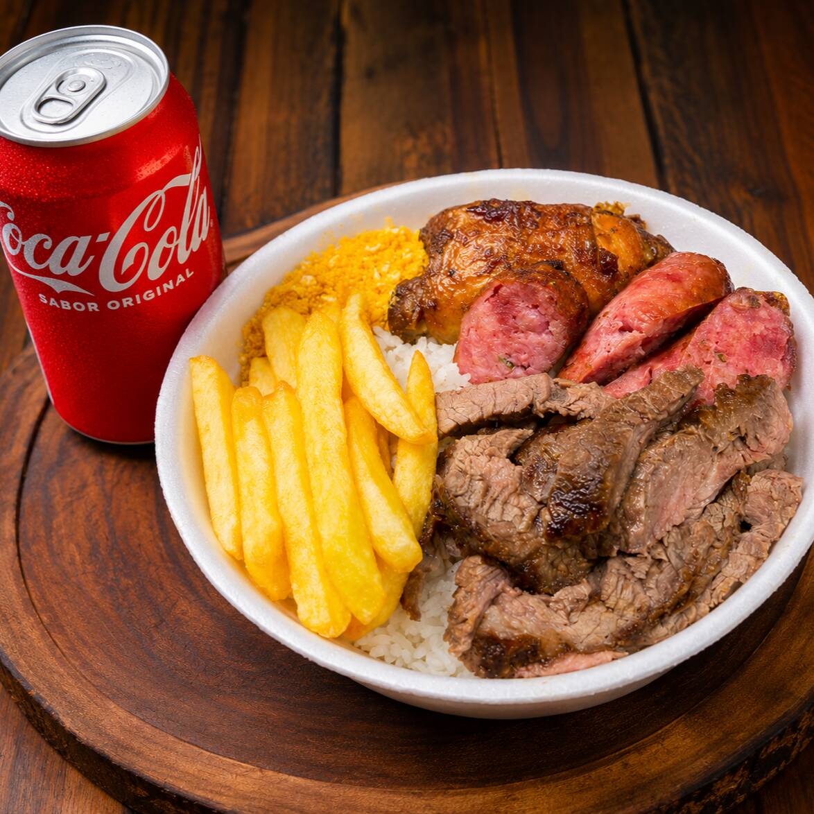 ARROZ FEIJÃO FRITAS CONTRAFILE LINGUIÇA COXINHA DE FRANGO