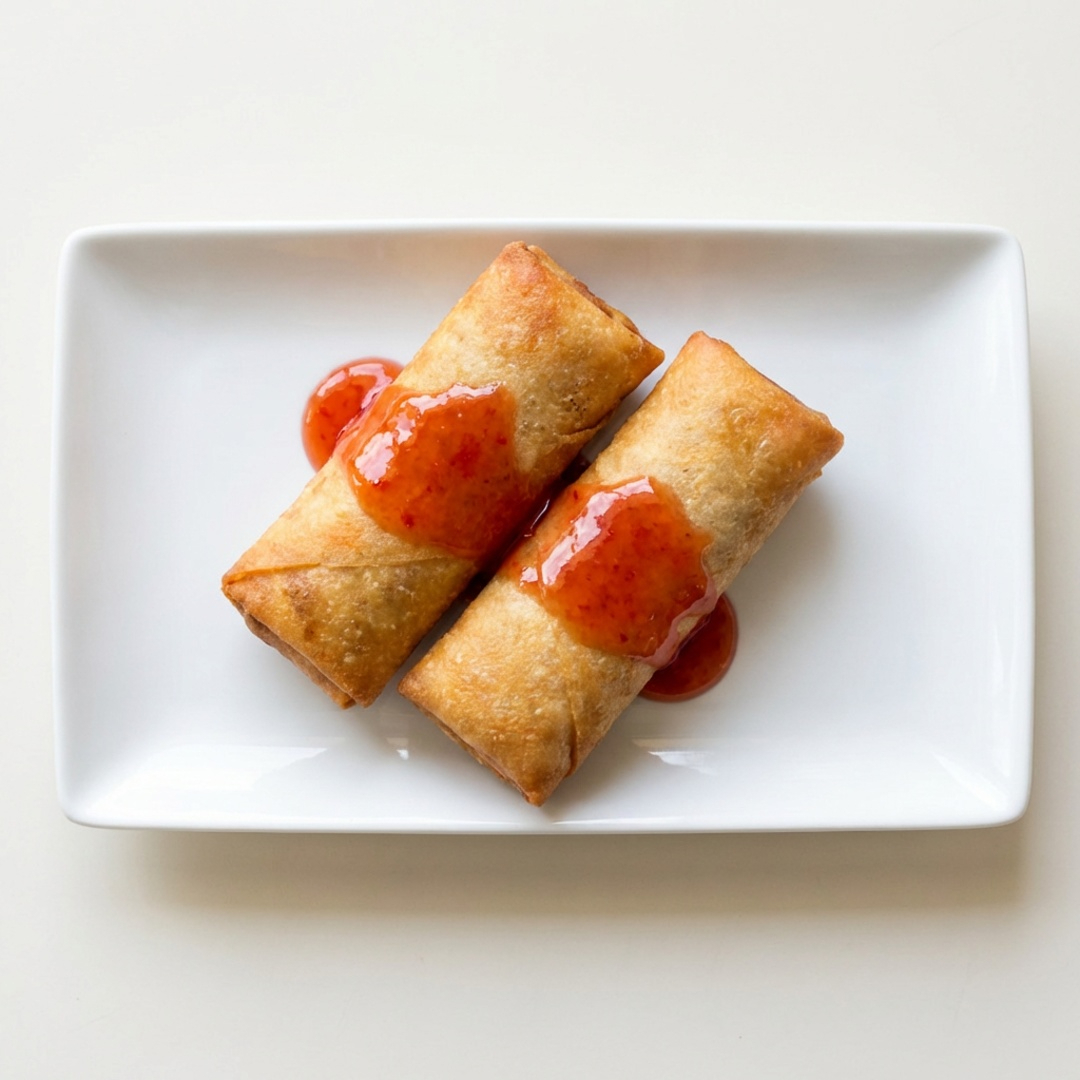 Massa fina corcante, recheada com camarão e requeijão cremoso