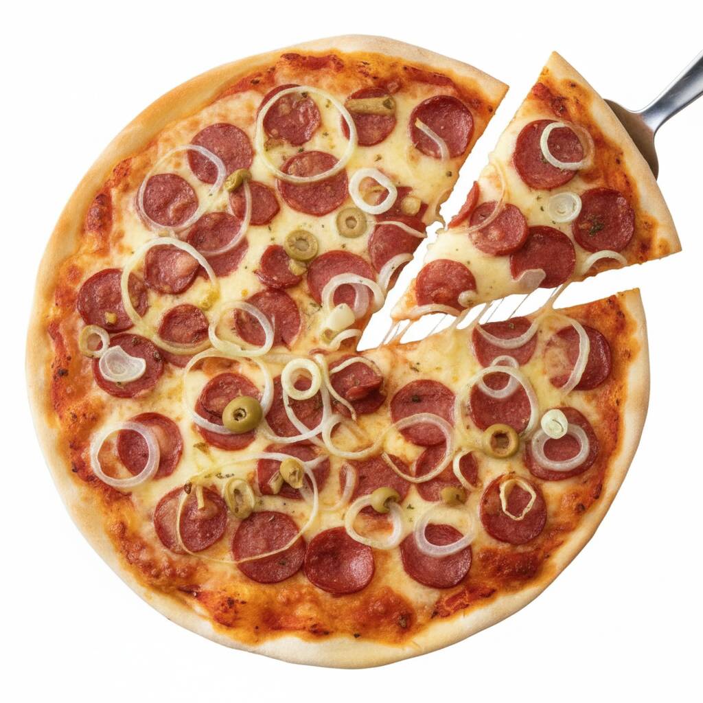 Deliciosa Massa artesanal com um saboroso molho de tomate 100% natural, dando um sabor a mais, Queijo Mussarela, Calabresa, Fatias de Cebolas, Azeitonas e Orégano. (Pizza Grande tem 35cm e 8 fatias, ideal pra 4 pessoas.).