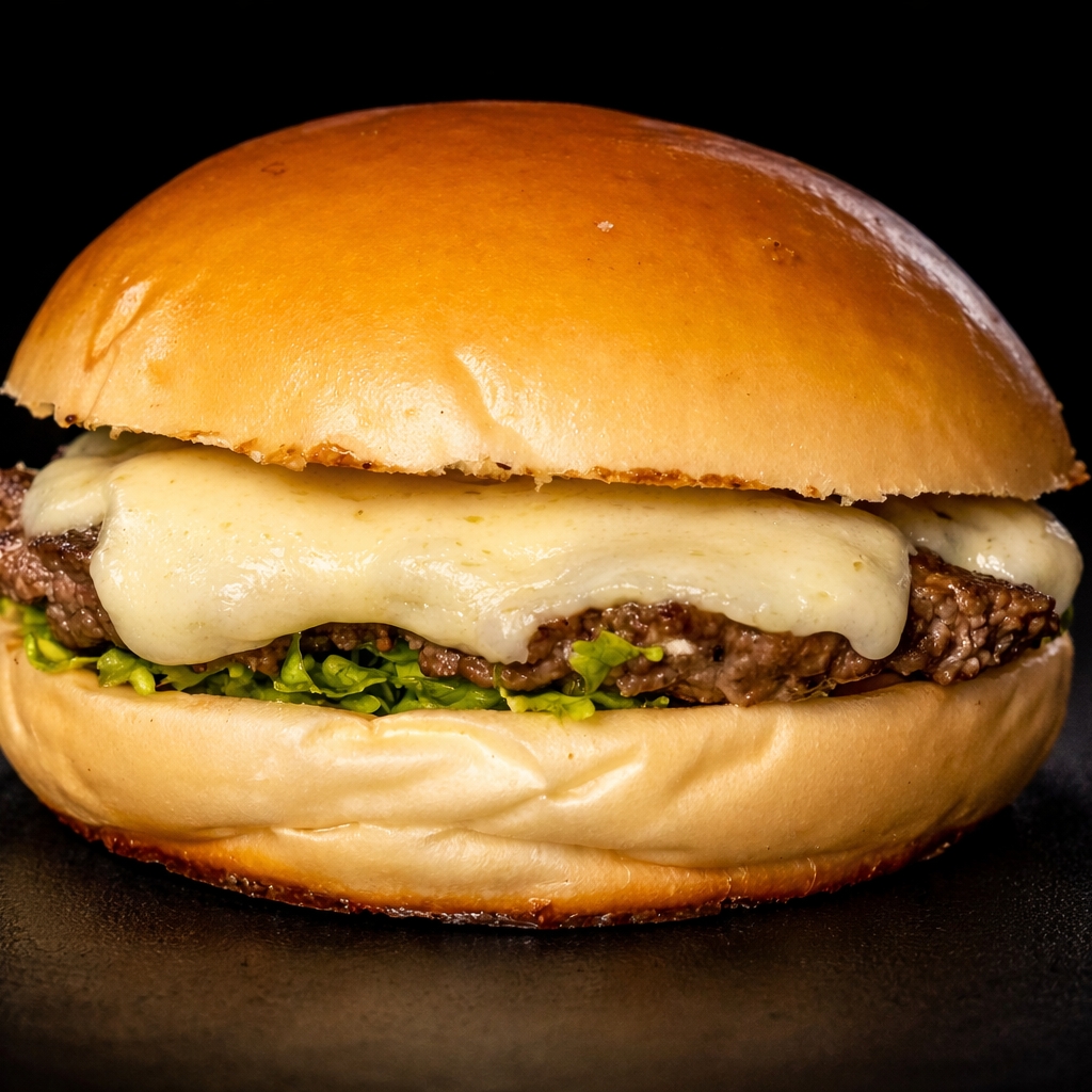 pão de hamburguer , carne 100g, queijo, salada