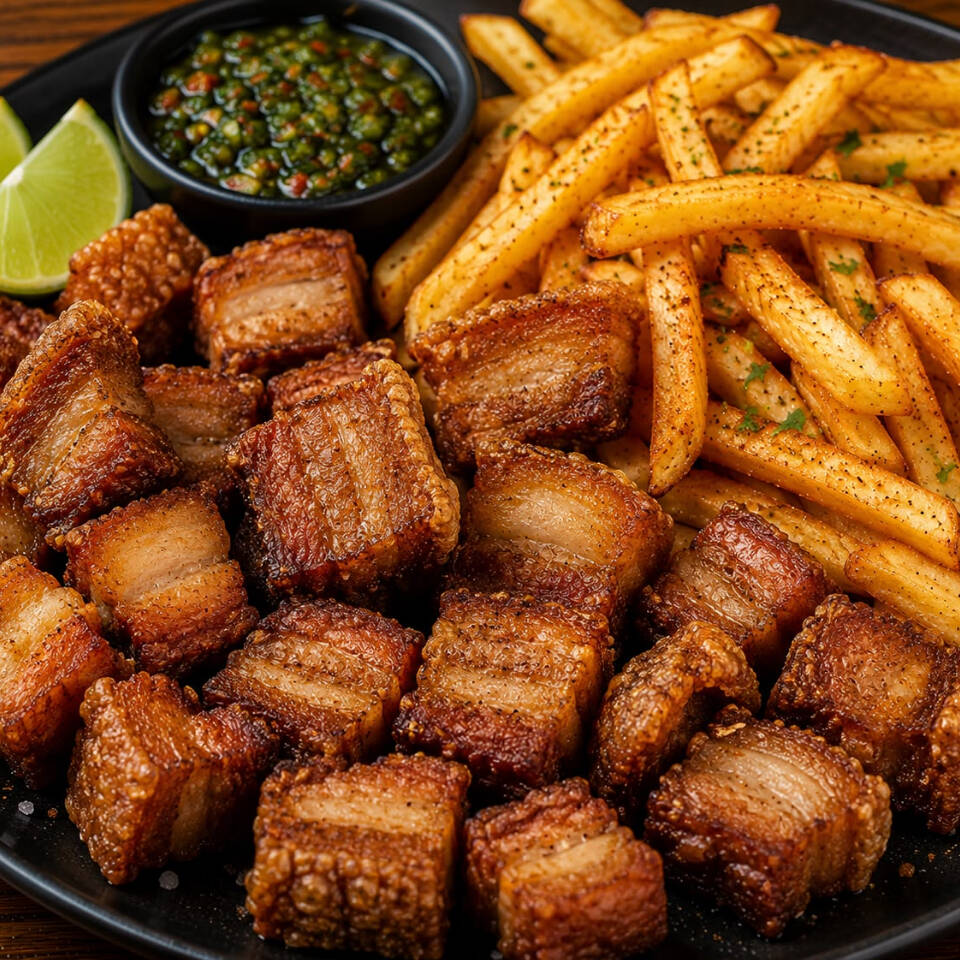 CHICHARRON CON PAPAS FRANCESA