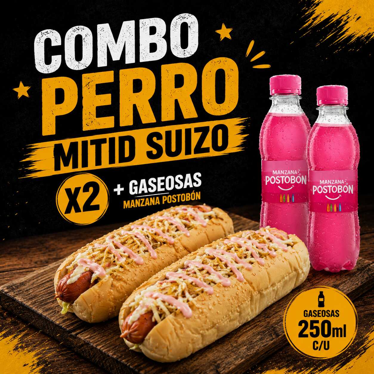 COMB0 MITID SUIZOS X2 + GASEOSAS