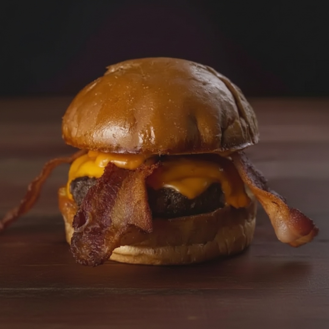 Pão de brioche tostado na manteiga + 150g de carne + muito cheddar + bacon. Carne enviada ao ponto, se desejar mal passada ou bem passada, informar na observação.