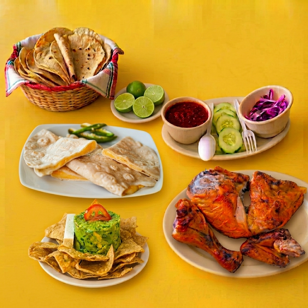 1/2 POLLO+GUACAMOLE+QUESADILLAS