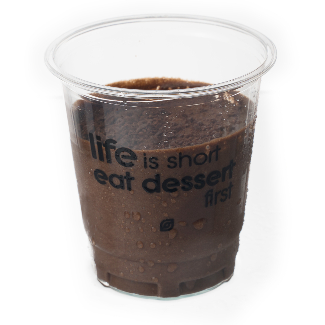 50% mousse de chocolate fit, 50% mousse de maracujá fit, finalizafo com