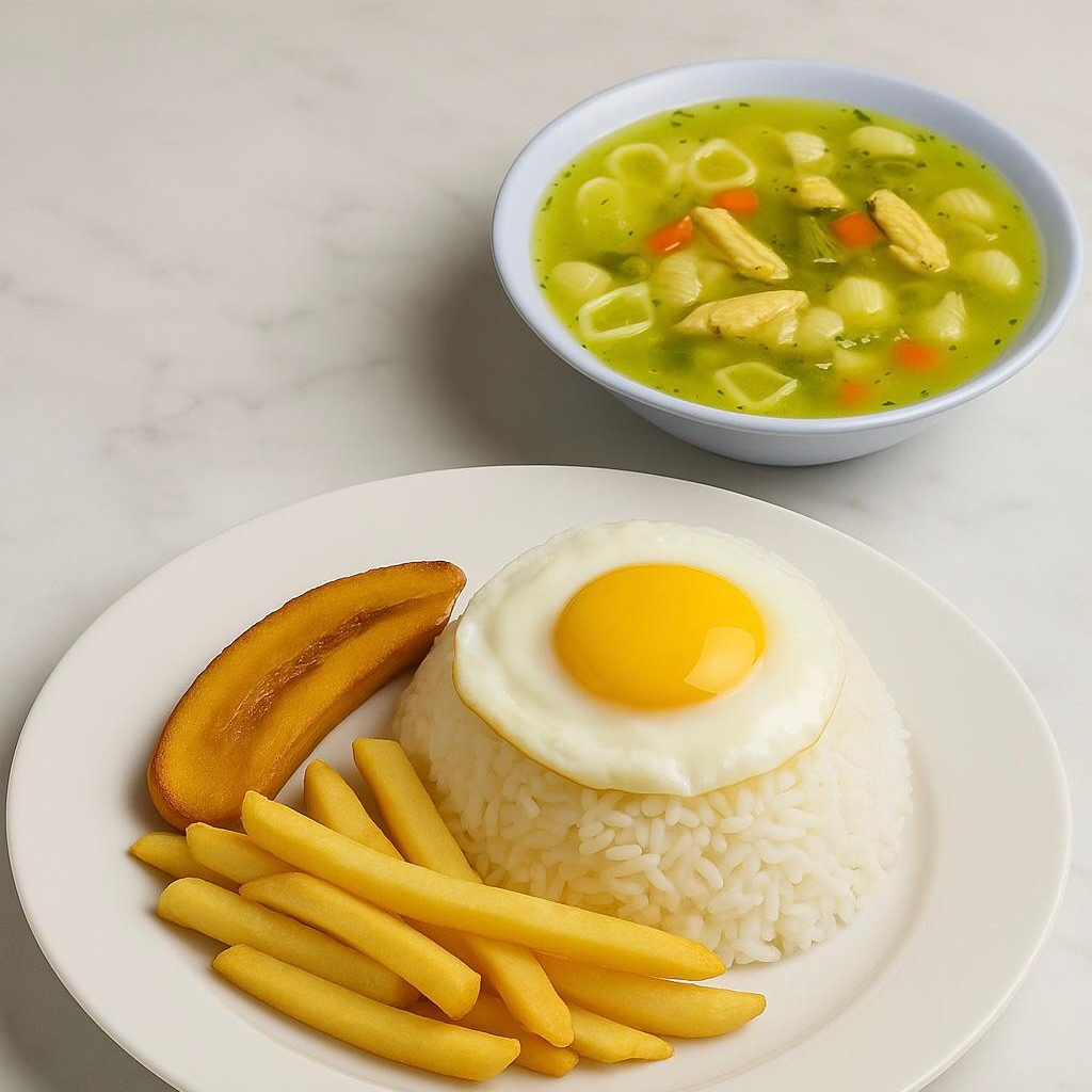 Arroz a la Cubana & Sopa del Día
