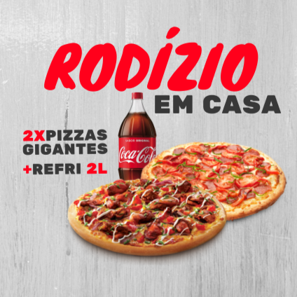 2x pizzas gigantes (35cm - 8 fatias) + refrigerante 2l de sua escolha *sabores selecionados