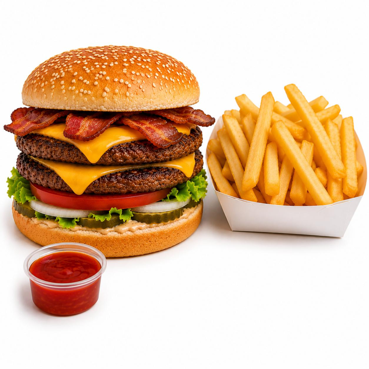 Hamburguesa Doble y Papas