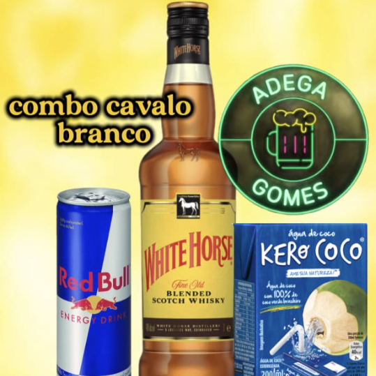 acompanha:1 Garrafa Cavalo Branco,4 Red Bulls,4 Gelos Kero Coco,3 Copos 700ML
