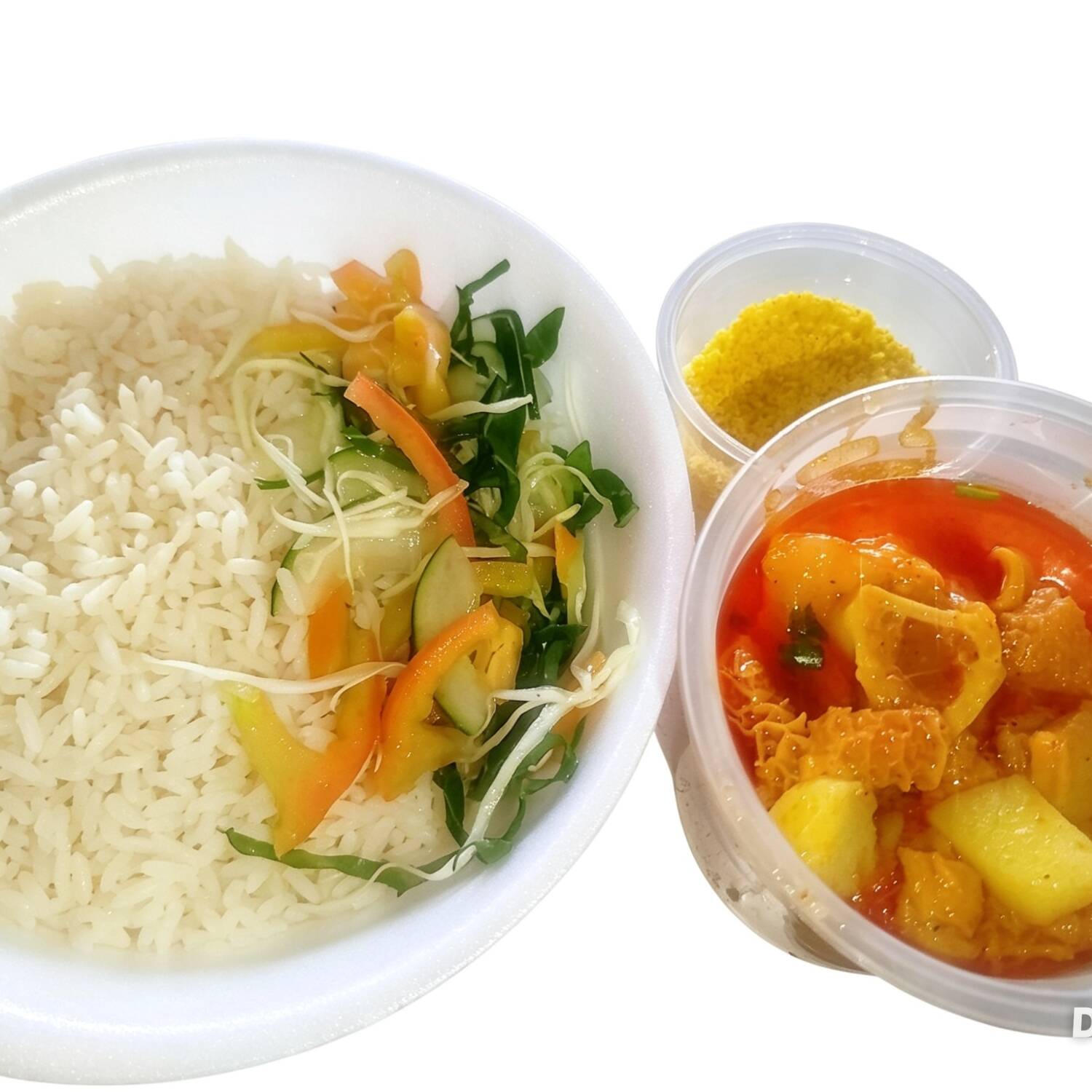 Cozido de bucho e mocotó, acompanha:arroz, salada, farofa.
