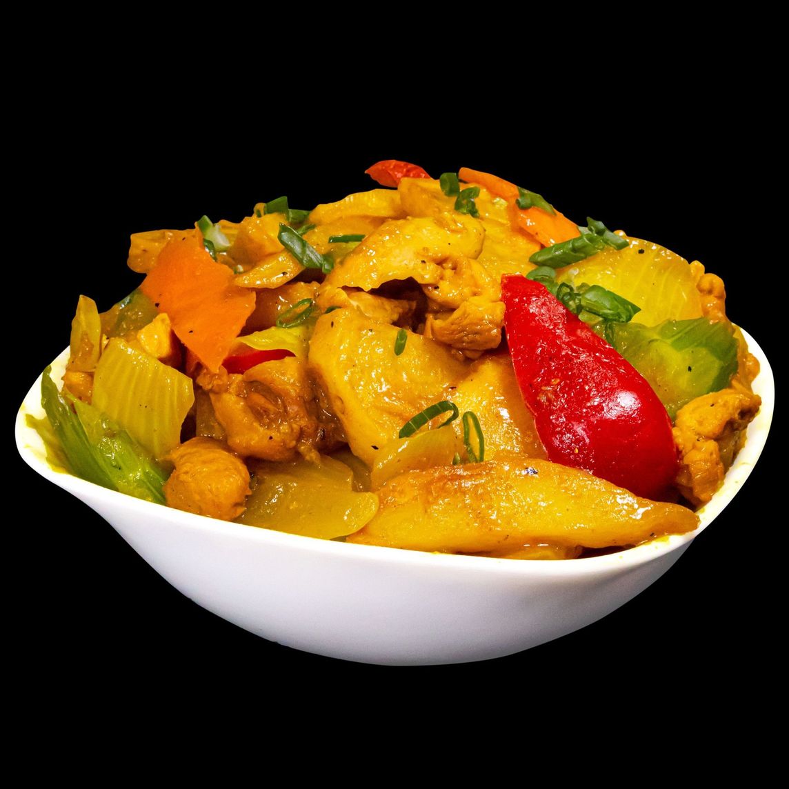 POLLO CON PAPAS AL CURRY