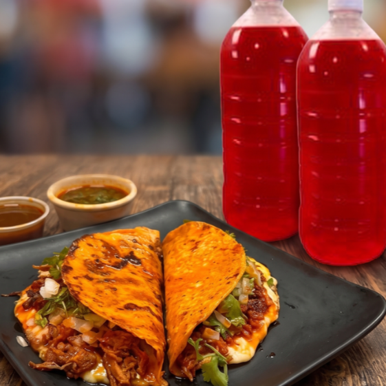 Combo 2pz Quesabirrias Jumbo + 2pz Agua Fr. 500ML