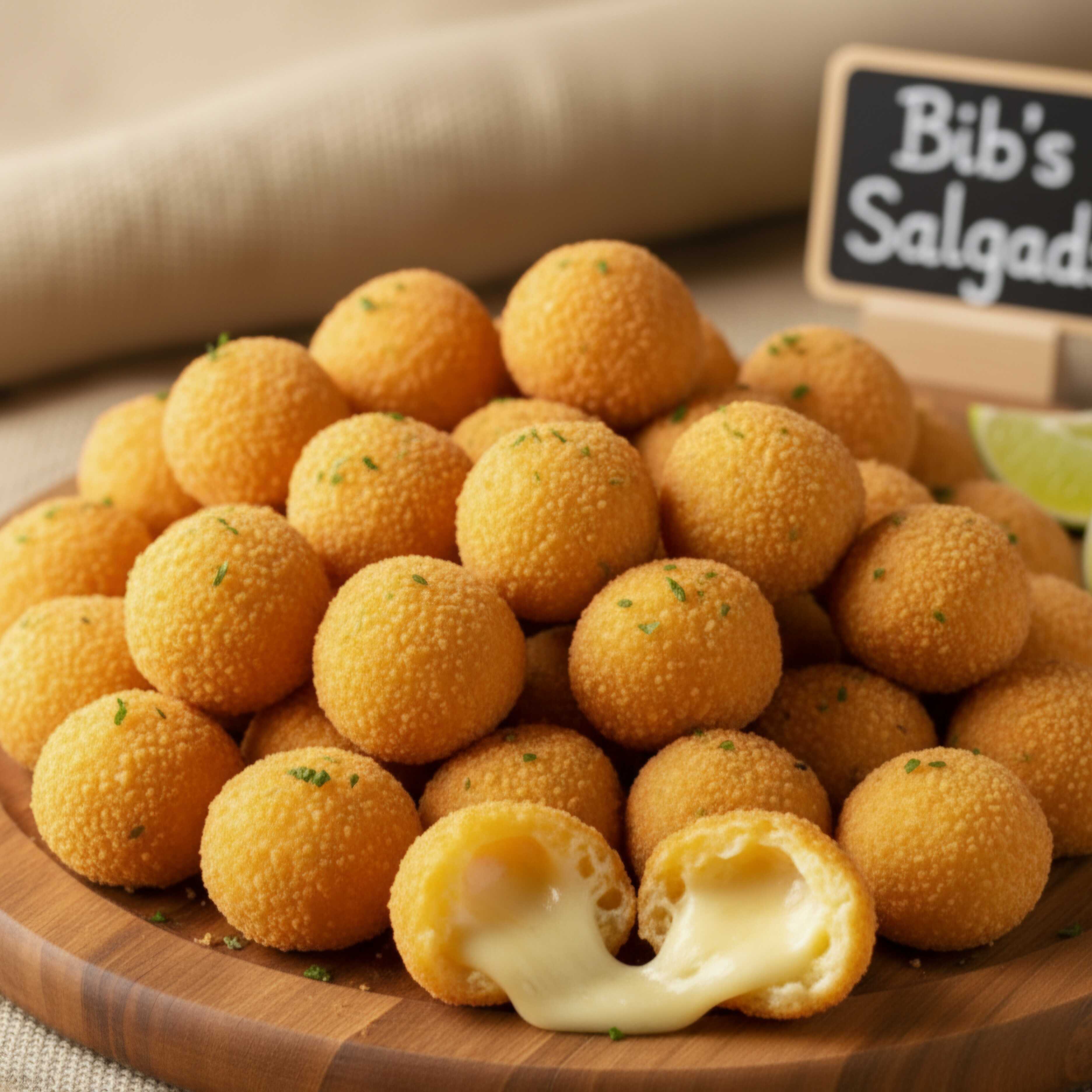 50 mini bolinho de queijo (16g cada uni.)
