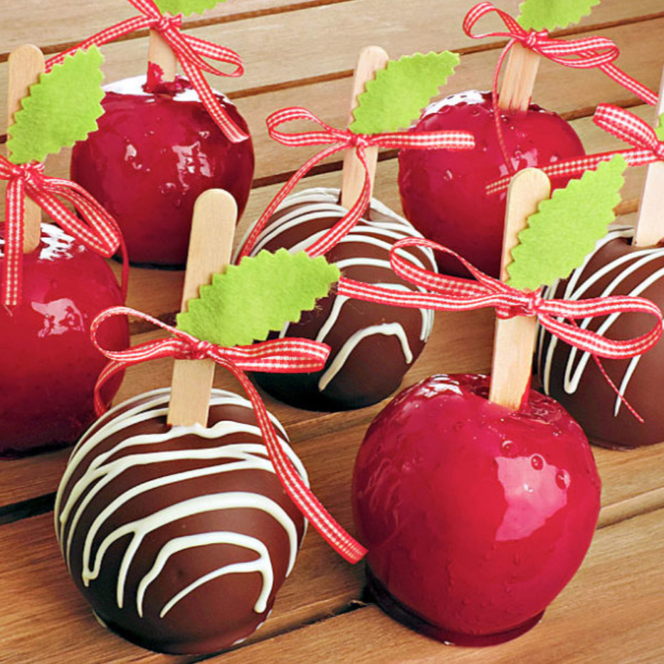 Maçã coberta com chocolate nobre