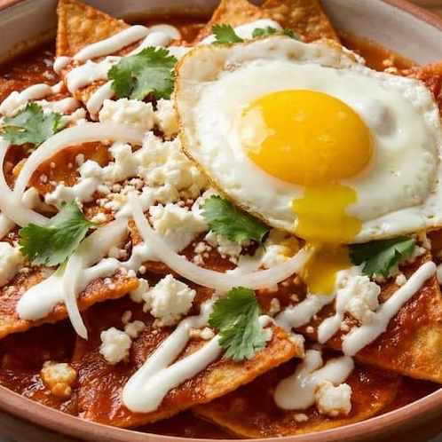 CHILAQUILES ROJOS CON HUEVO