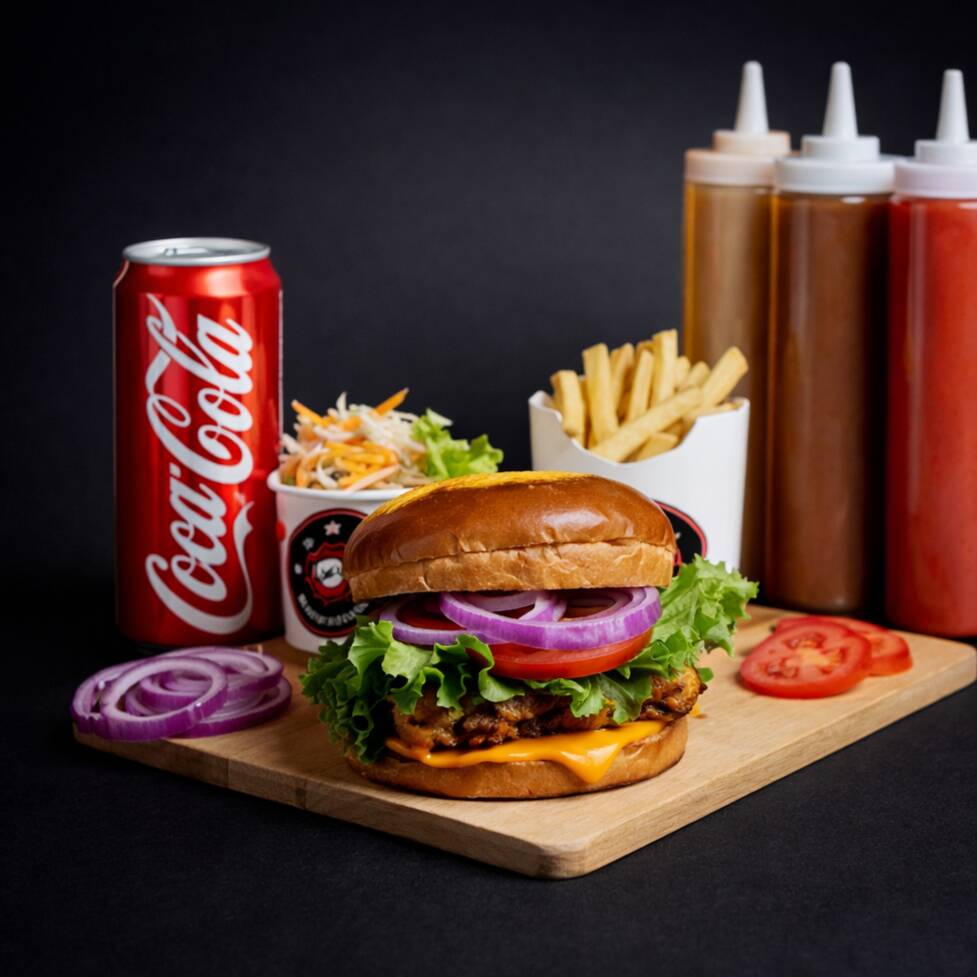 Combo 2 (Hamb. med + papas + ensalada + bebida)