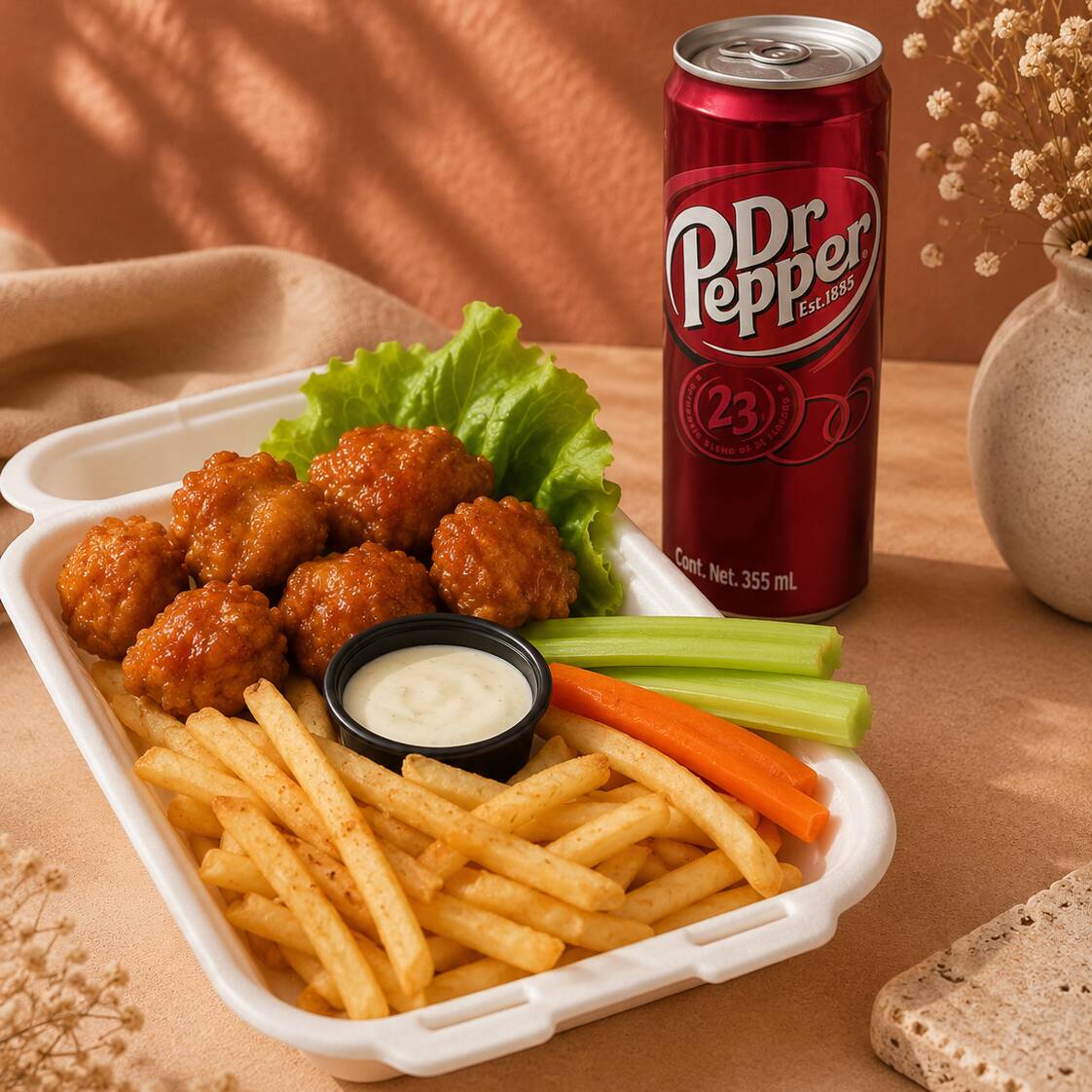 Boneless Bañados Con Papas y Bebida