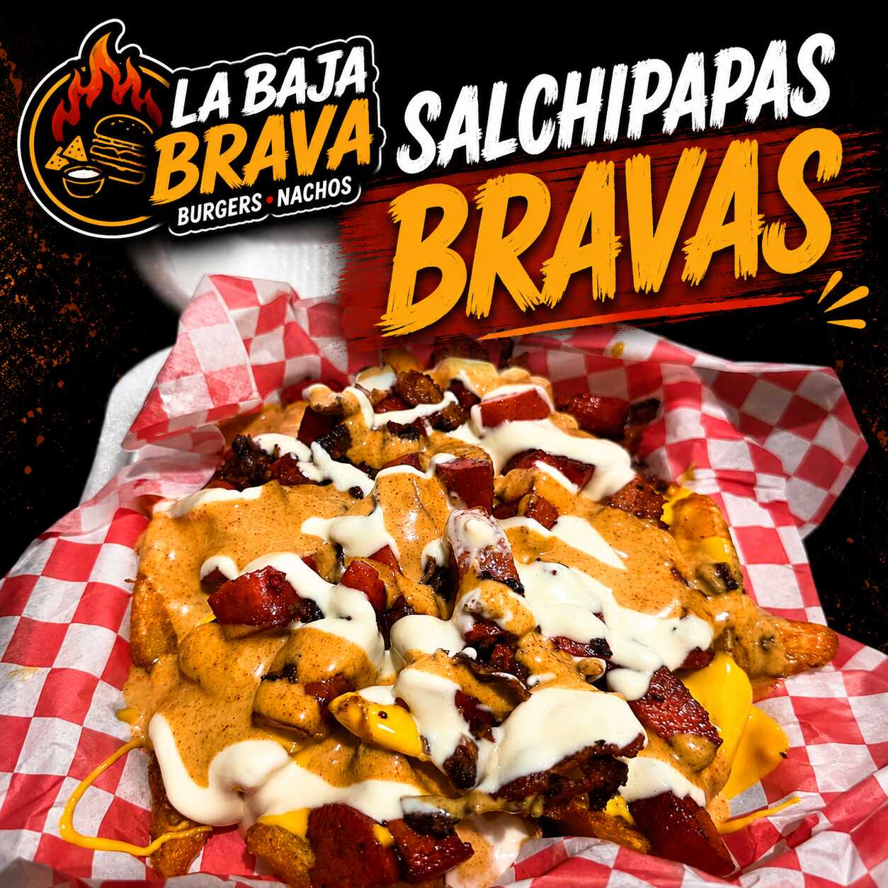 Salchi Papas Bravas